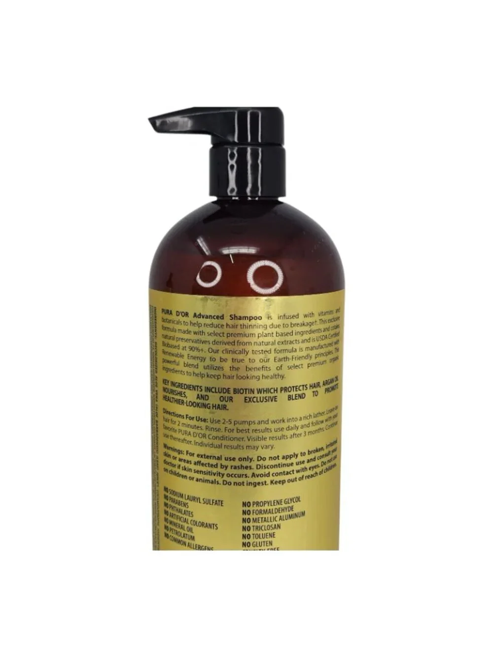 Pura Dor Advanced Shampoo Jumbo 33.8oz Reduces Hair Thinning Volumizes 2 Pack